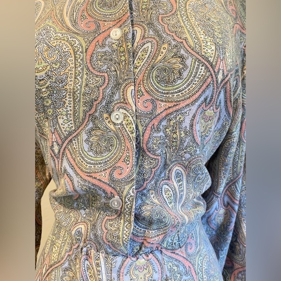 Vintage 70s - 80s Bedford Fair paisley button front dress - collared long sleeve - Picture 8 of 16